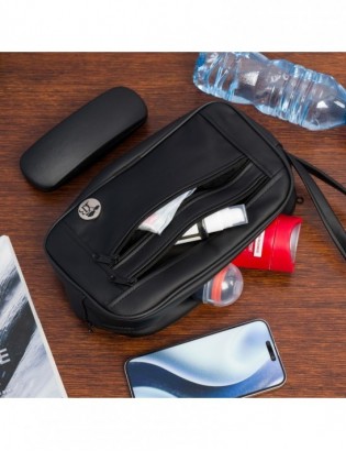 Kosmetyczna podróżna saszetka elegancka uniseks gładka czarna Beltimore R25 - zdjęcie 3