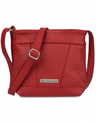 Torebka damska skórzana listonoszka mała premium klasyczna czerwona Beltimore L58 - zdjęcie 1