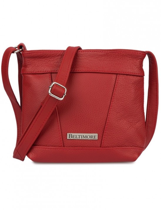 Torebka damska skórzana listonoszka mała premium klasyczna czerwona Beltimore L58