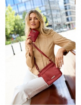 Torebka damska skórzana listonoszka mała premium klasyczna czerwona Beltimore L58 - zdjęcie 2