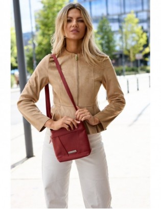 Torebka damska skórzana listonoszka mała premium klasyczna czerwona Beltimore L58 - zdjęcie 3