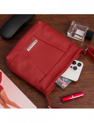 Torebka damska skórzana listonoszka mała premium klasyczna czerwona Beltimore L58 - zdjęcie 8