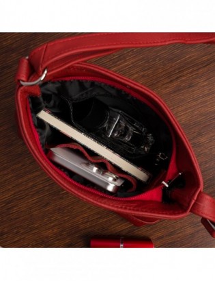 Torebka damska skórzana listonoszka mała premium klasyczna czerwona Beltimore L58 - zdjęcie 9