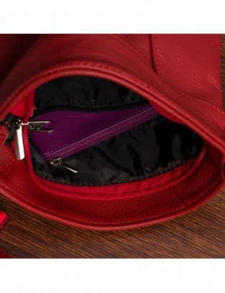 Torebka damska skórzana listonoszka mała premium klasyczna czerwona Beltimore L58 - zdjęcie 10