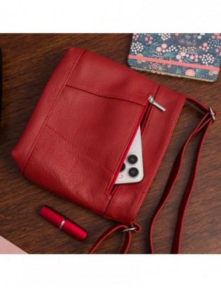 Torebka damska skórzana listonoszka mała premium klasyczna czerwona Beltimore L58 - zdjęcie 11