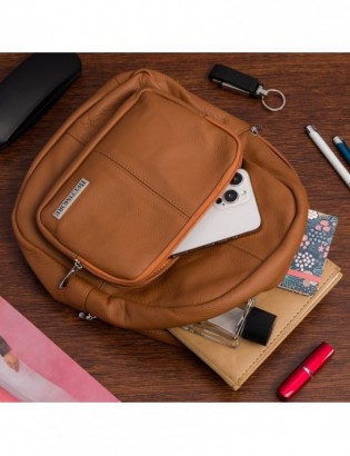 Plecak damski skórzany klasyczny duży skóra naturalna rudy Beltimore R33 - zdjęcie 2