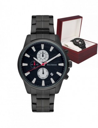 Zegarek męski bransoleta duży solidny z datownikiem czarny premium Beltimore BT04 - zdjęcie 1