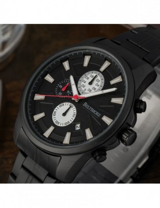 Zegarek męski bransoleta duży solidny z datownikiem czarny premium Beltimore BT04 - zdjęcie 4