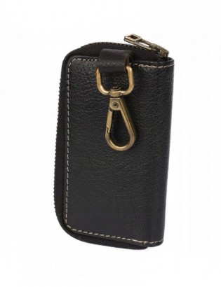 Etui na klucze premium skórzane kluczówka Beltimore czarne P87 - zdjęcie 3