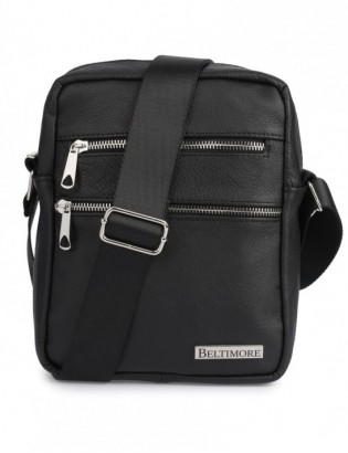 Męska torba skórzana przez ramię czarna Beltimore premium raportówka G22 - zdjęcie 1