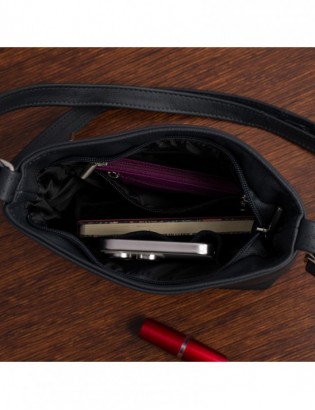 Torebka damska skórzana listonoszka mała premium klasyczna szara Beltimore L58 - zdjęcie 6