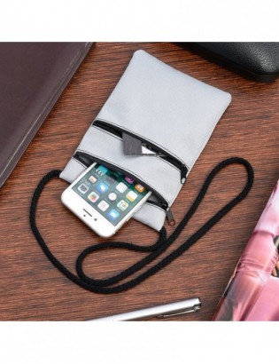Saszetka na szyję etui mała paszportówka kodura jasno-szara I31 - zdjęcie 2