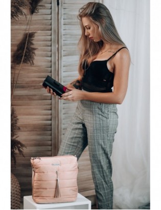 Bordowa Damska Torebka pikowana solidna oryginalna frędzel W91 - zdjęcie 6