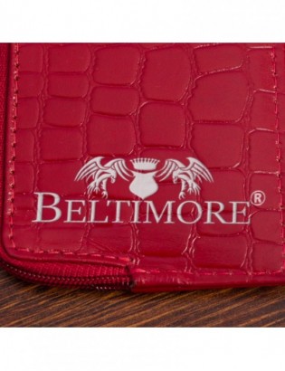 Etui na dokumenty karty czerwone skórzane skóra croco slim Beltimore J06 - zdjęcie 3