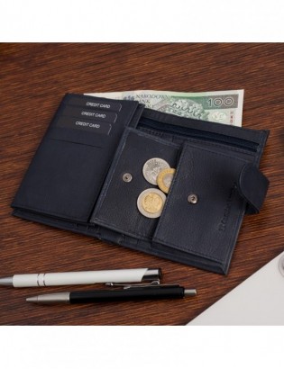 Męski portfel skórzany klasyczny duży pionowy granatowy skóra nat Beltimore K47 - zdjęcie 6